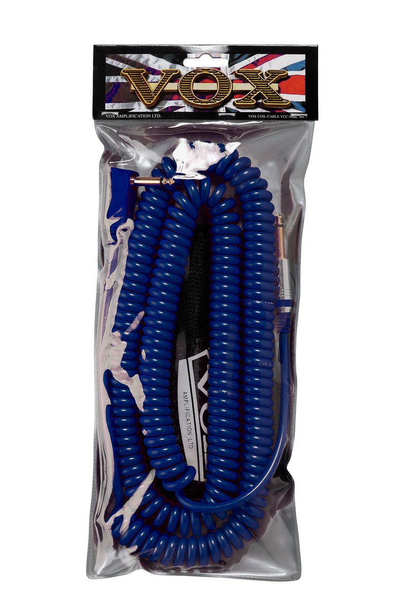 VOX VCC090 Blue Coiled 1/4" Cable with Mesh Bag, 29.5' - Image 2